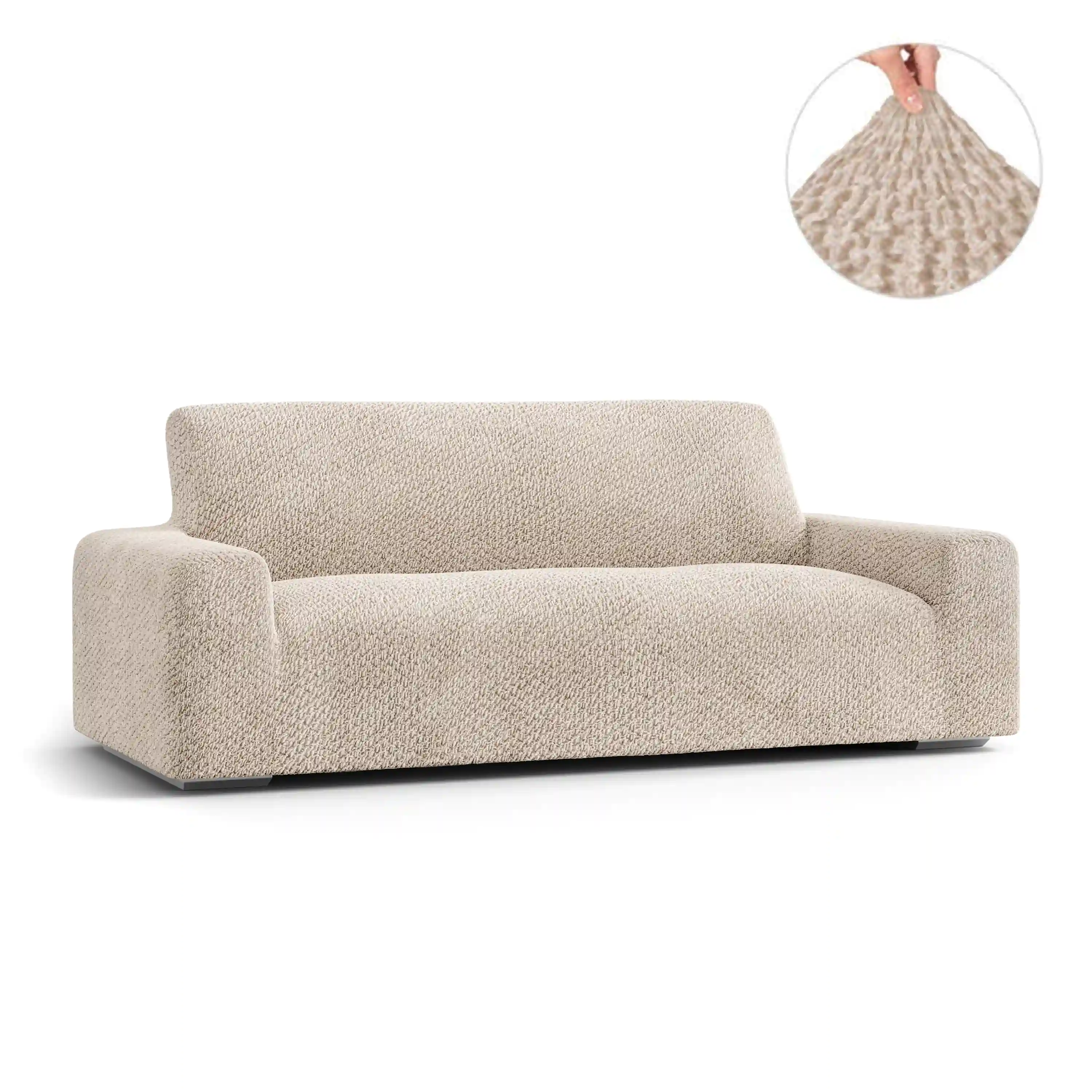 3 Seater Sofa Cover - Beige, Velvet Collection